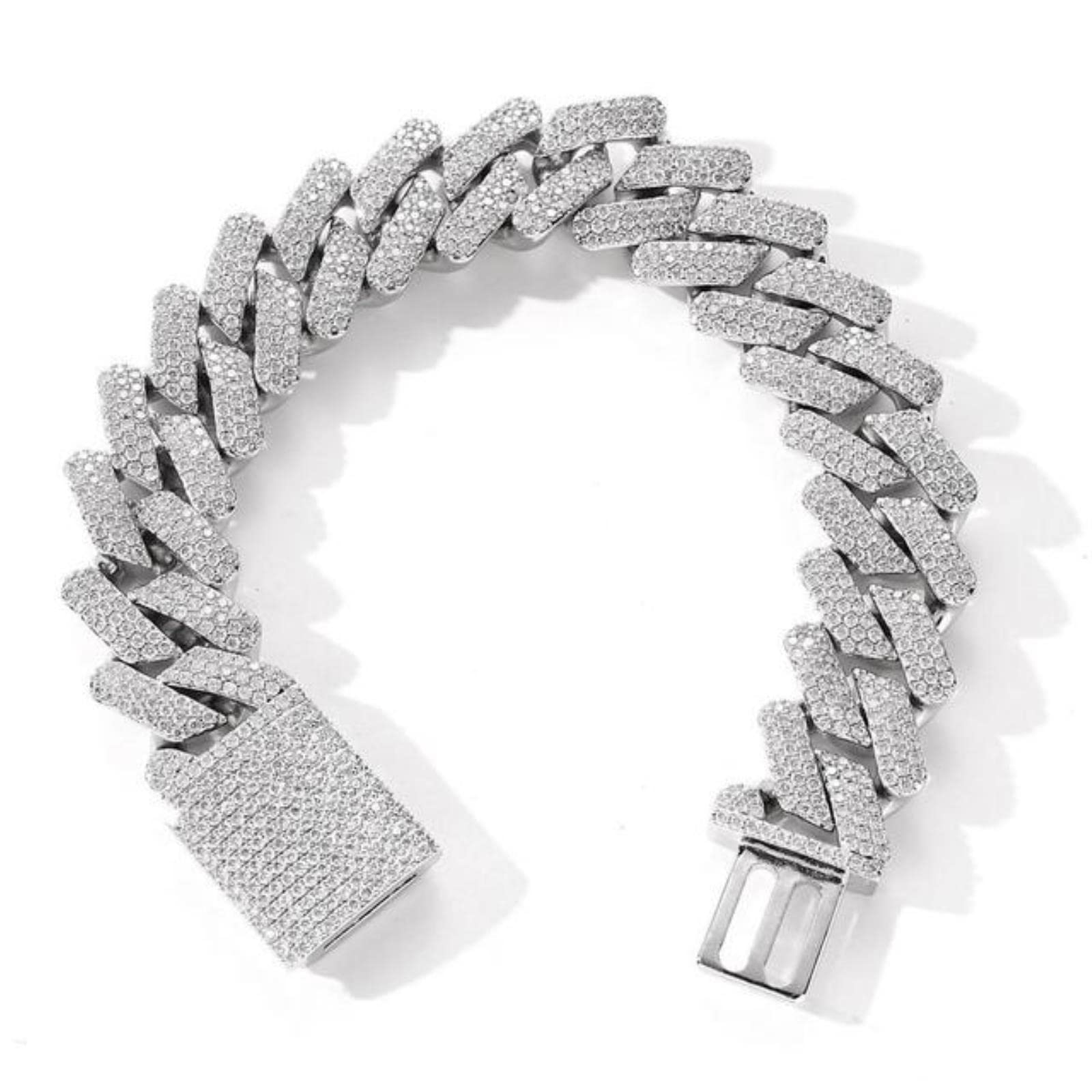 zxcs Braccialetto Catene ghiacciato da 20 mm per Gli Uomini di Lusso Miami Micro Pavy Zircon Bracciali Moda Moda Hip Hop Gioielli Roccia-Platinum Plated,9inch