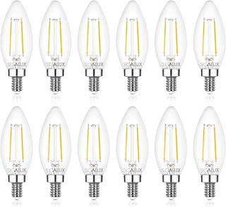 Sigalux E12 LED Bulb Dimmable, 40 Watt Candelabra LED Light Bulbs, Chandelier Light Bulbs, B10 2700K Soft White, Type B Candle Light Bulbs for Chandeliers, Ceiling Fan, Pendant, UL Listed, 12 Pack