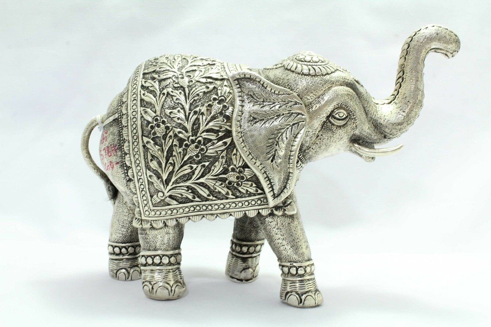 Rajasthan GemsFigurine Handmade STERLING SILVER ELEPHANT Figure Hand Engraved Design 578 Grams