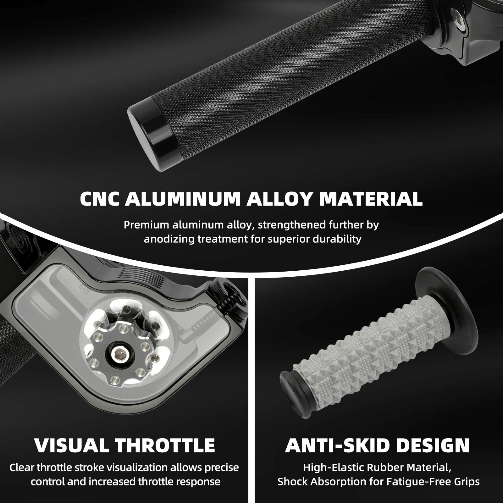 DREAMIZER Kit Tirage Rapide 7/8" 22mm, Poignée gaz CNC Aluminium + Grip Caoutchouc, Câble accélérateur inclus, Compatible avec Dirt Bike ATV CRF KLX SSR TTR 50-250cc
