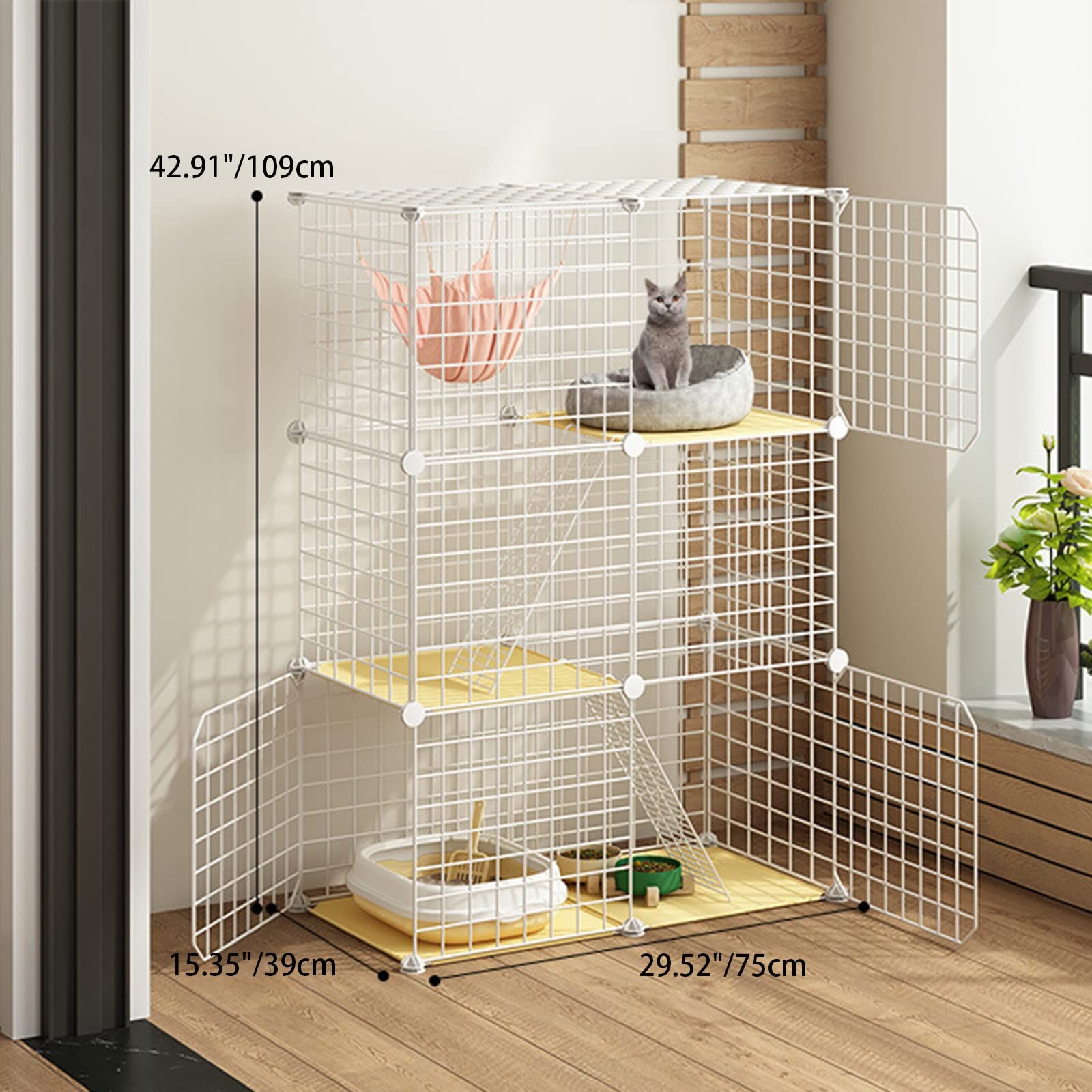 Jaulas para gatos, jaulas grandes para gatos de interior, transportín rígido para gatos, jaulas plegables para gatos, jaula para gatos de exterior, parque infantil para gatos (tamaño: 75 cm x 39