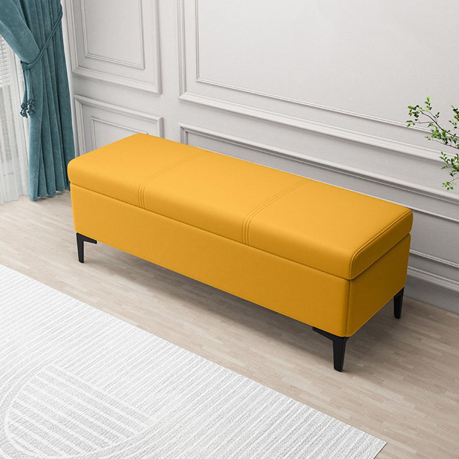 GDMDPTE Leather Upholstered Storage Ottoman Bench with Hidden Compartment Stylish Footrest & Toy for Blankets Shoes and Living Room Décor