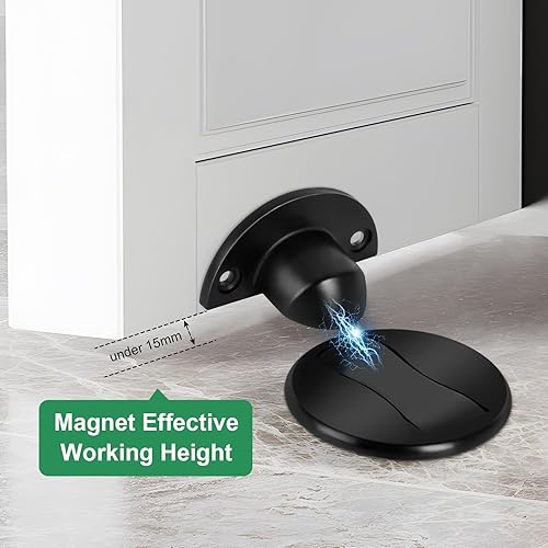 Vista 29 de Topes magnéticos para puerta, topes magnéticos para puerta de montaje en piso, cierre magnético de acero inoxidable, topes de puerta negros