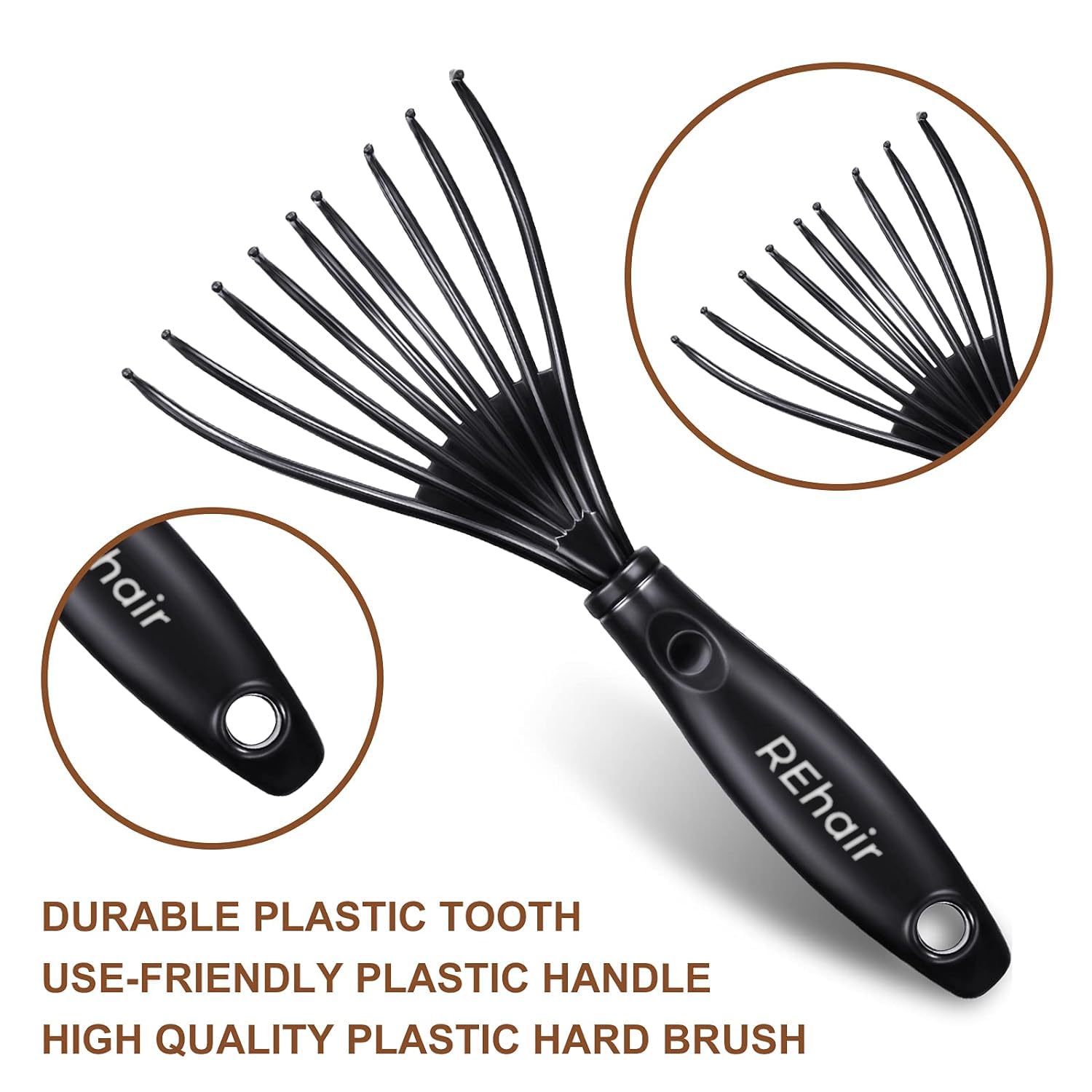 REhair Hair Brush Cleaner Tool - Remove Hair and Residue from Hair Brush with Ease (Black) 2