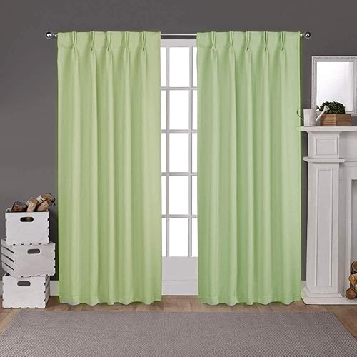 Cortinas opacas de mezcla de poliéster plisadas, extra anchas y largas, de mezcla de poliéster, para sala de estar, patio, puerta corrediza (verde
