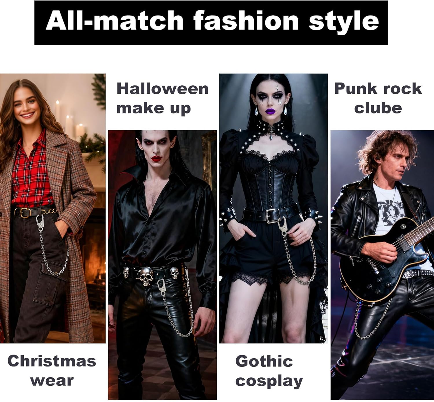 Ahiller 25" Heavy Duty Wallet Chain for Men with Lockable Carabiner | Punk Biker Style Metal Chain for Jeans, Keys & Gear - Image 3