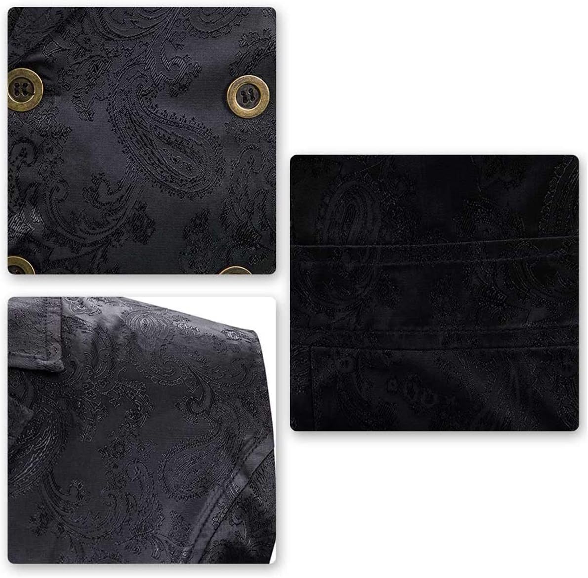 Cloudstyle Mens Paisley Dress Vest Gothic Steampunk Waistcoat Floral Sleeveless Tailcoat - Image 4