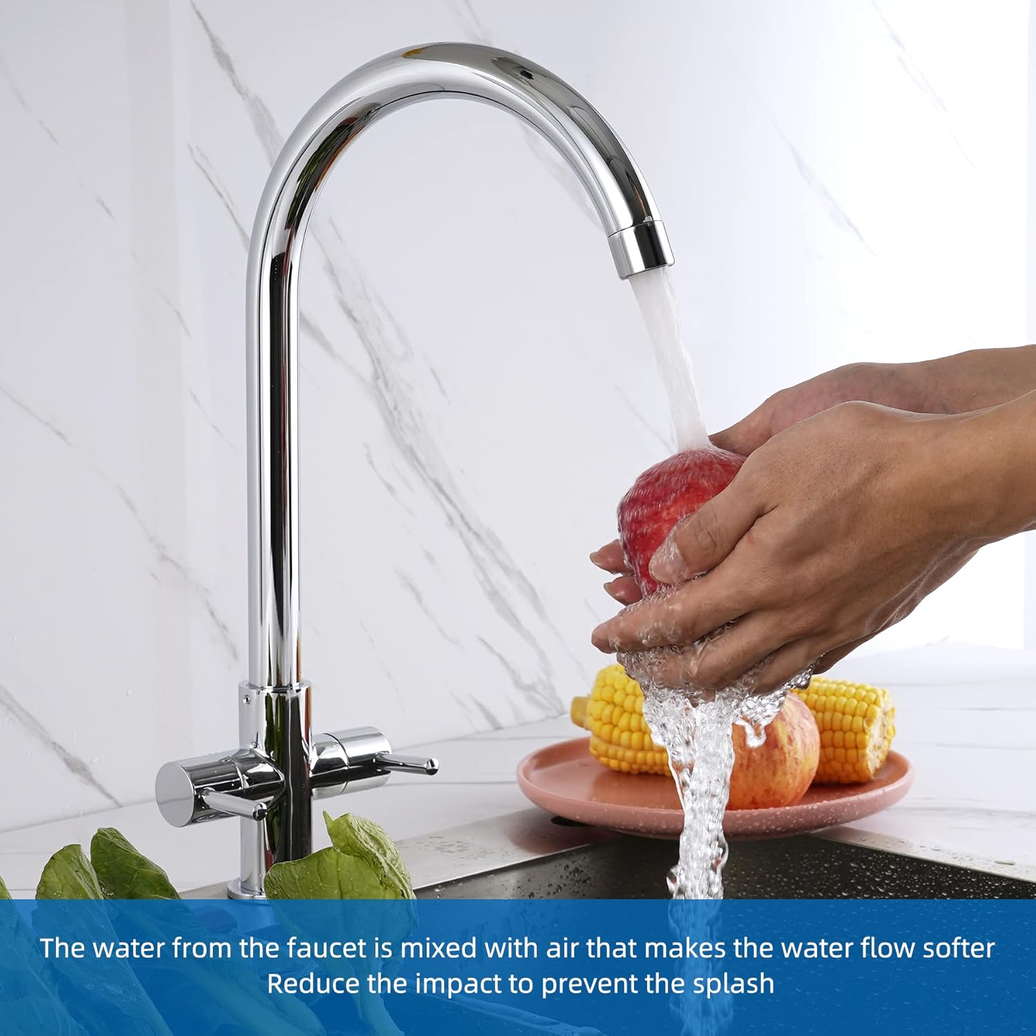 Hibbent 4 Pack Faucet Aerator, Kitchen Sink Aerator Shell with Built-in Filter, 55/64 Female Thread Bathroom Faucet Filter, Splash-Proof, Chrome Finish