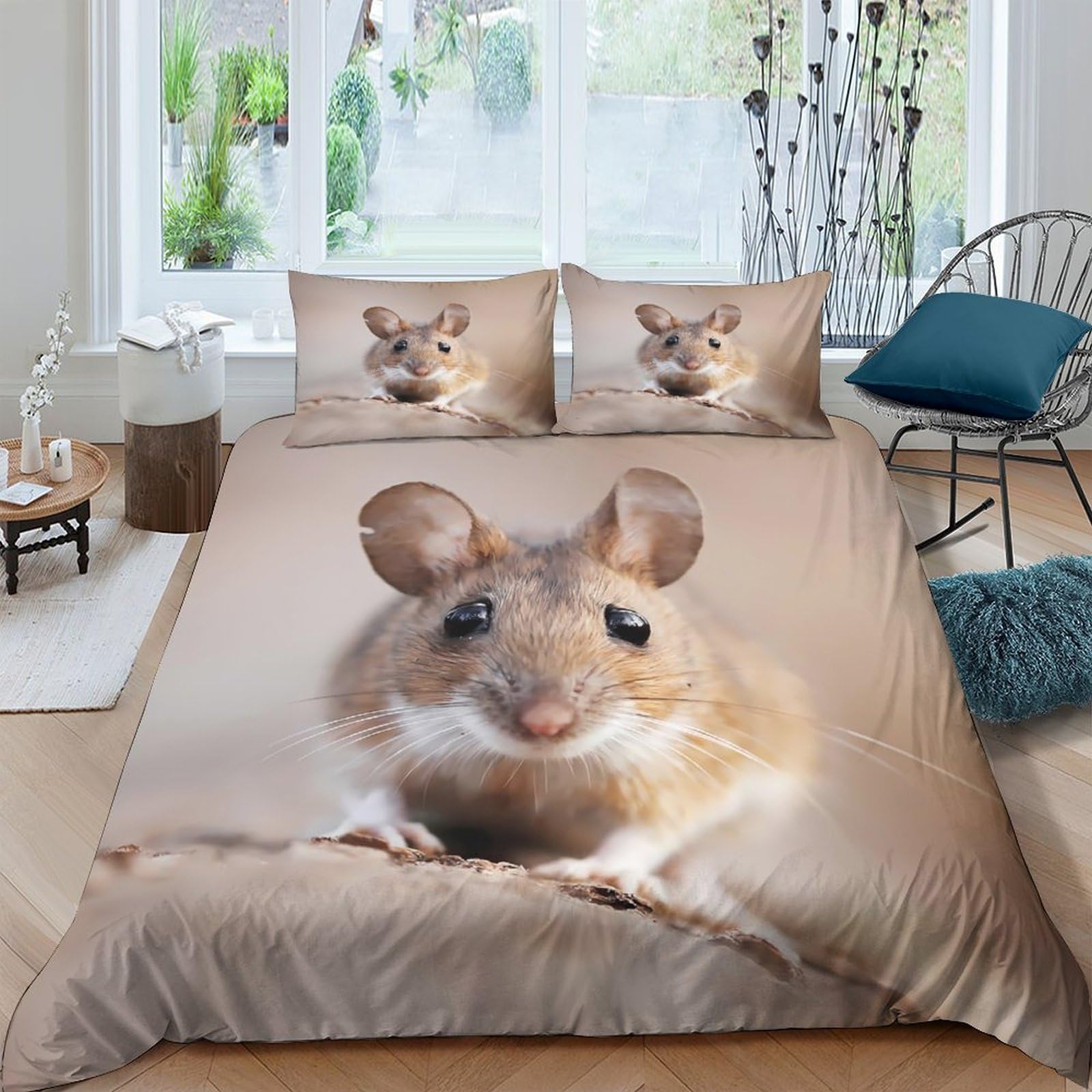 Ctjqhvkz Style-6 3D Printed Cute Mouse Fitted Sheet Microfiber Soft Animal Bed Cover For Bedroom Decor Dorm Mattress Protection Single（135X200cm）