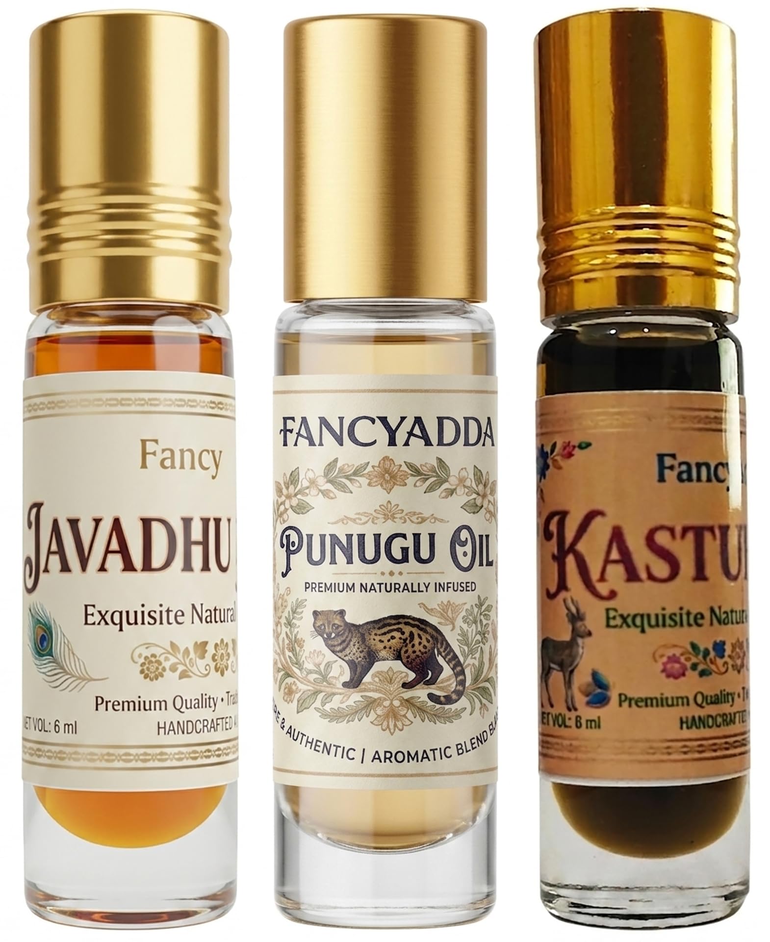 Traditional Perfume Oil Roll-On Combo Pack - Punugu Oil, Javadhu & Kasturi Attar (Pack of 3) | Long Lasting Natural Fragrance for Pooja, Meditation & Daily Wear | Alcohol-Free Divine Concentrated Perfume Oils-image-21