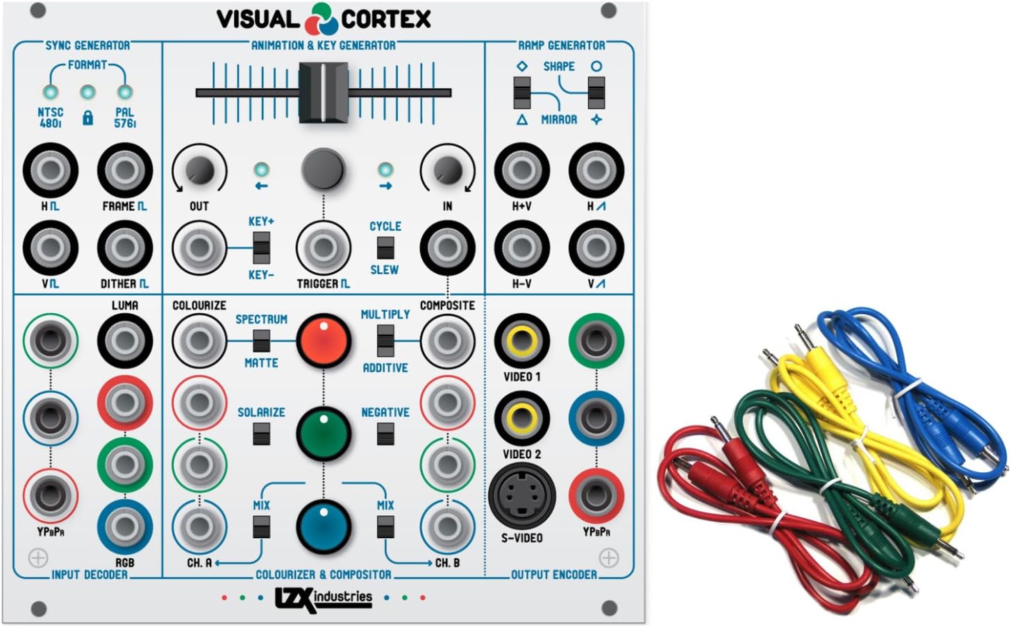 LZX Visual Cortex Video Synthesizer Eurorack Module w/ 4 Cables