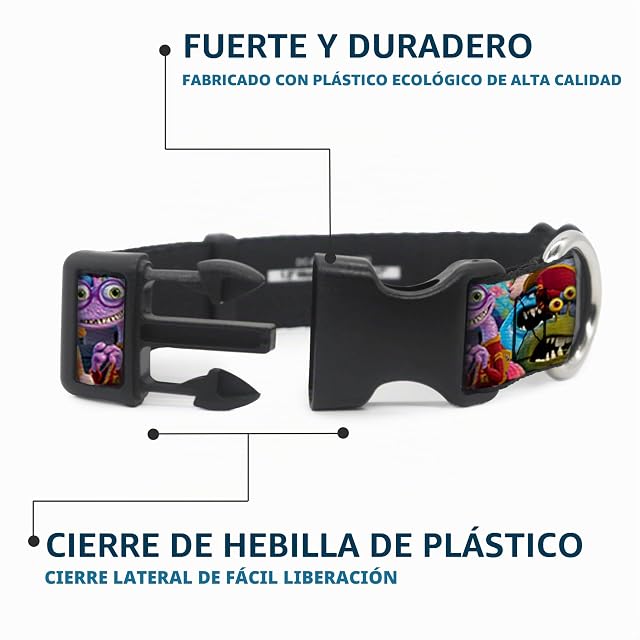 Foto 3 de 7 de Buckle-Down Collar de Clip de plástico apilado con Hebilla de Monstruos universitarios, grande/15-26