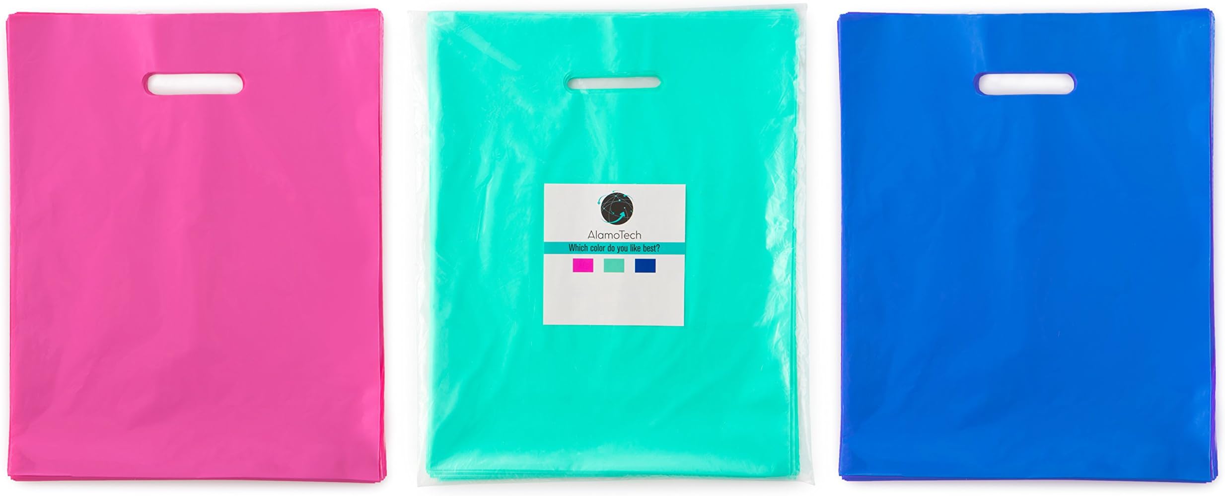 New 150 12x15 Teal, Royal Blue, Pink Premium LDPE Plastic Merchandise Bags, Best for Retail Shopping, Lularoe T-Shirt Grocery Birthday Gift, Party Favors, Extra 2 mil Thick, Recyclable