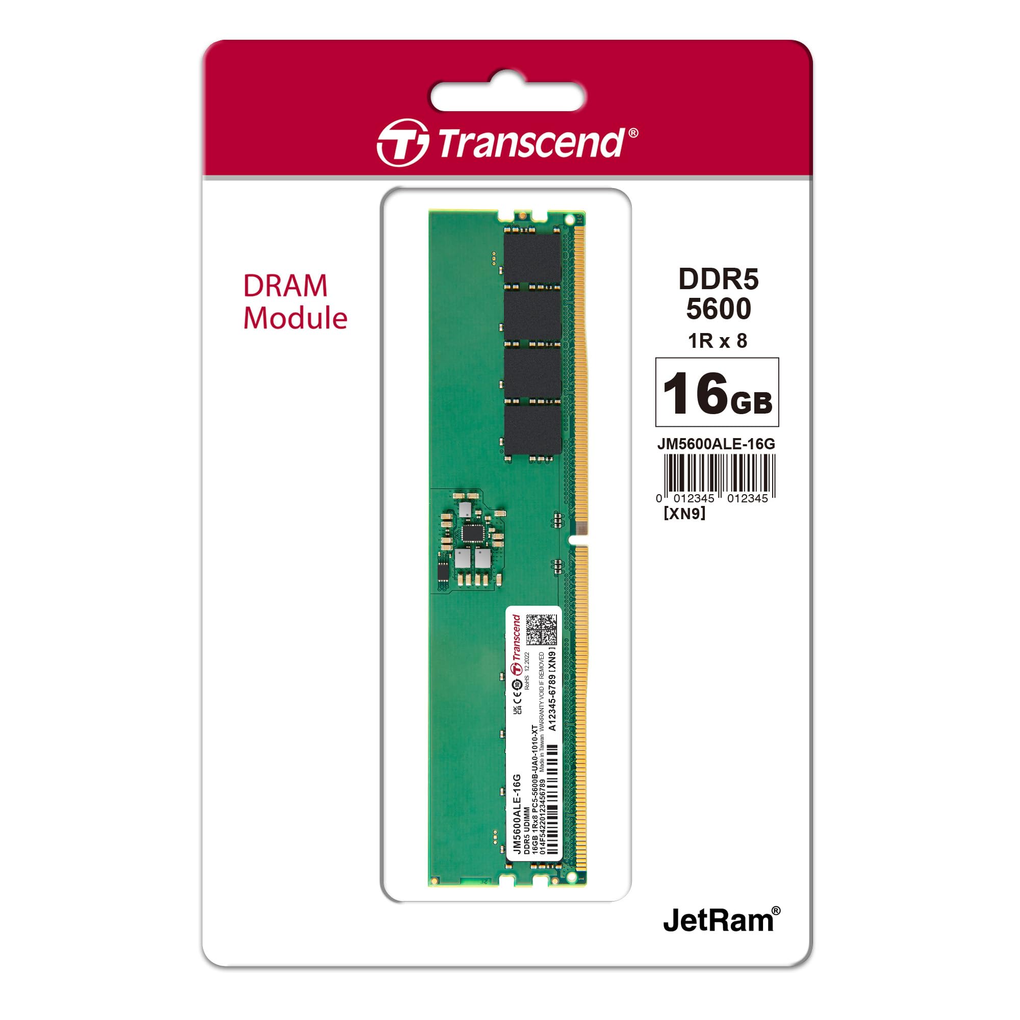 Image secondaire de Transcend Long-DIMM Module de Mémoire 16GO DDR5 5600MHz - JM5600ALE-16G