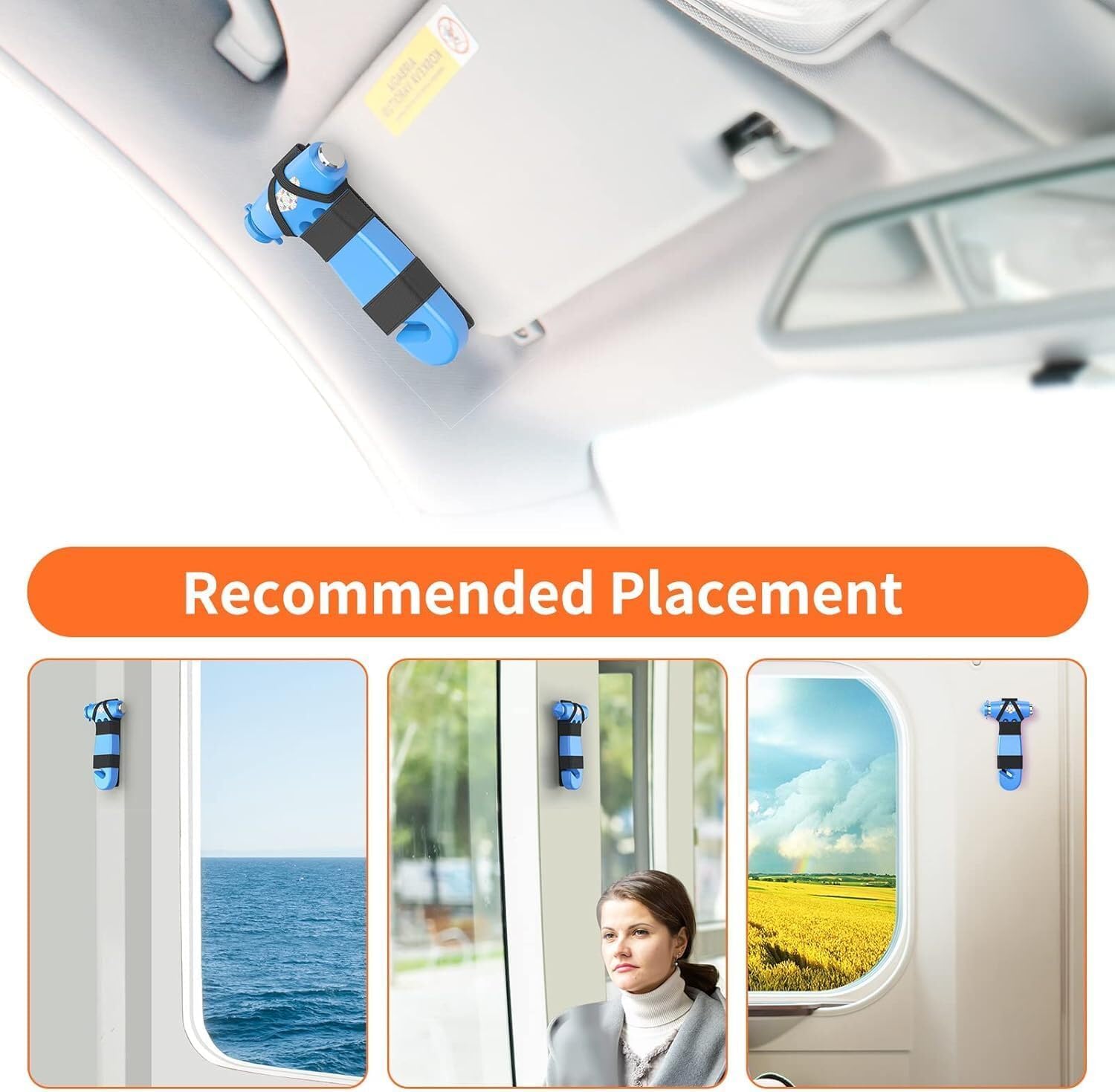 3-in-1 Emergency Escape Tool – Heavy-Duty Car Safety Hammer with Window Breaker & Seat Belt Cutter,Blue