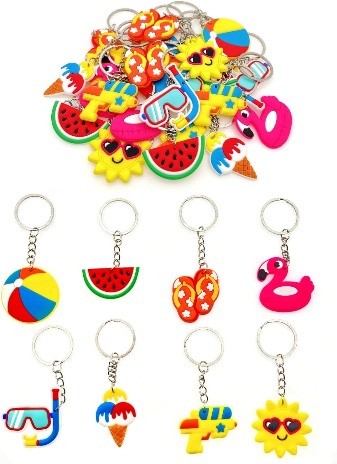 32x Swimming pool party keyrings keychains party favours giveaways thankyou gift for guests, party bag fillers for kids, beach theme party decorations accessories, Hawaiian party supplies