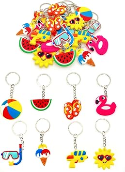 JZK 32x Swimming pool party keyrings keychains party favours thankyou gift for guests, party bag fillers for kids, beach theme party decorations accessories, Hawaiian party supplies