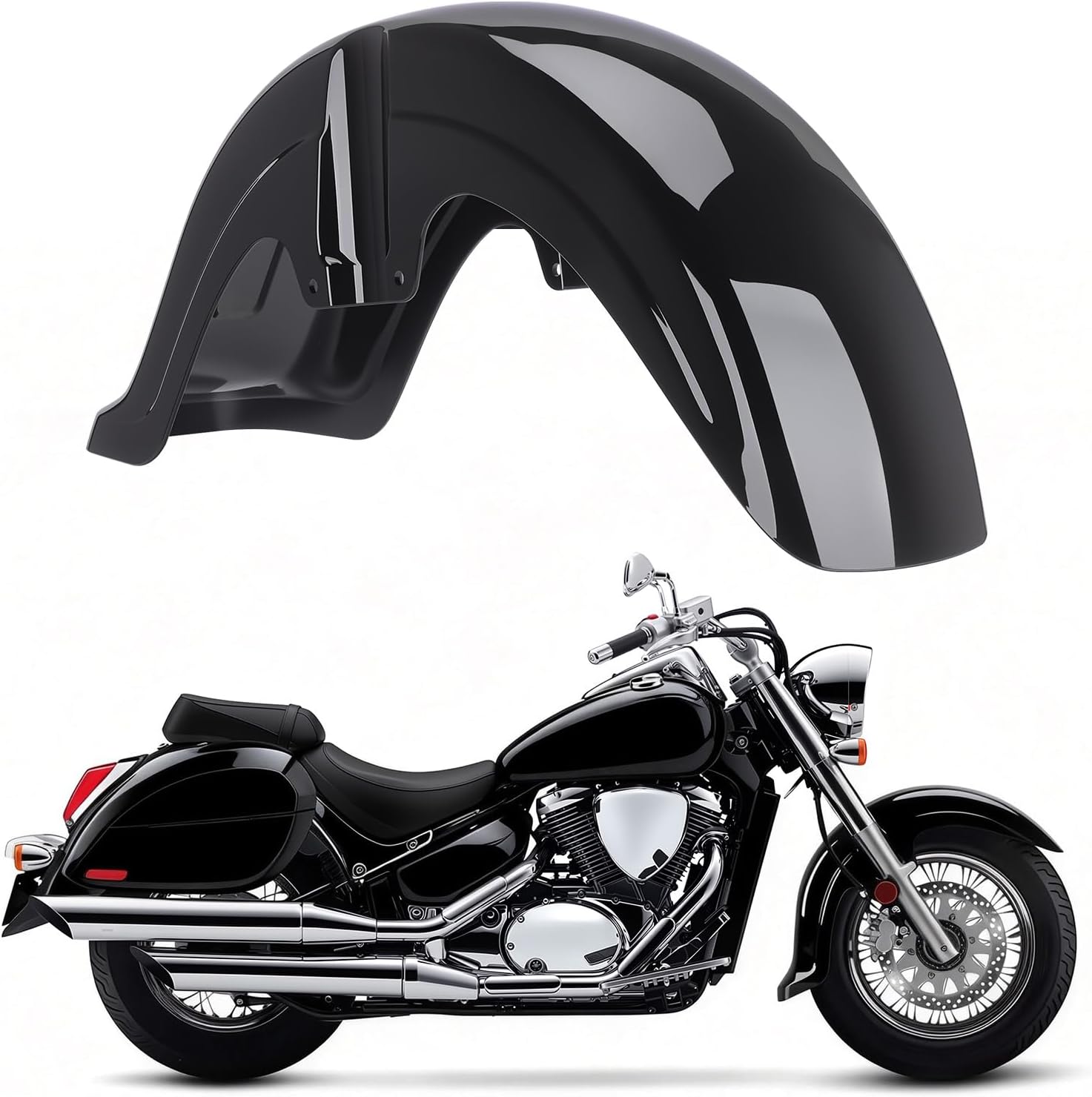 Motorcycle Front Fender, Mudguards Cover, Mudguard Splash Guard for Suzuki Boulevard C50 C50T, Intruder Volusia 800 VL800 2001-2017 (Gloss Black)