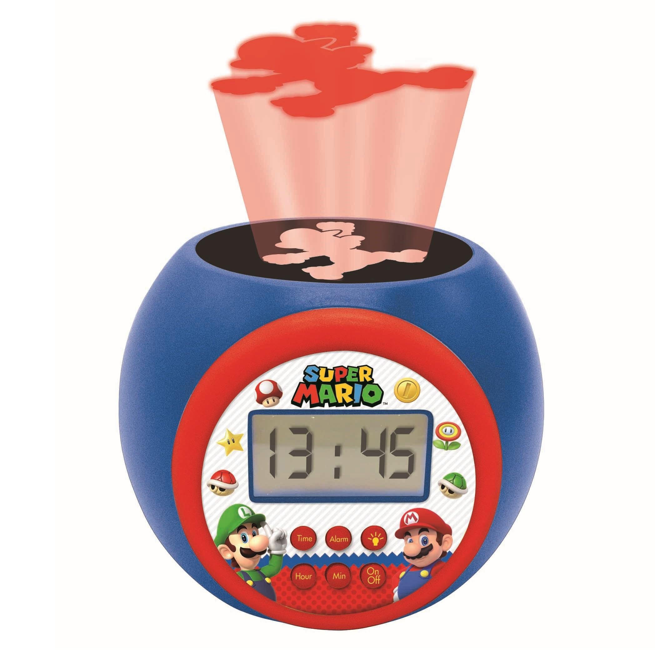 Lexibook - Nintendo Super Mario Sveglia con proiettore con Snooze Funzione, Luce Notturna con Timer, Schermo LCD, a Batteria, RL977NILXB