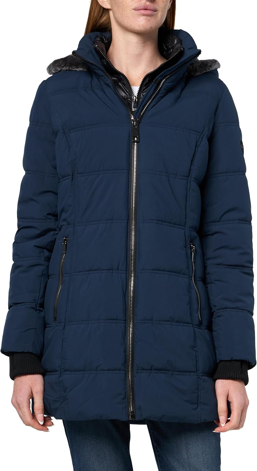Nautica Women's Puffer with Vestie and Faux Fur Trim