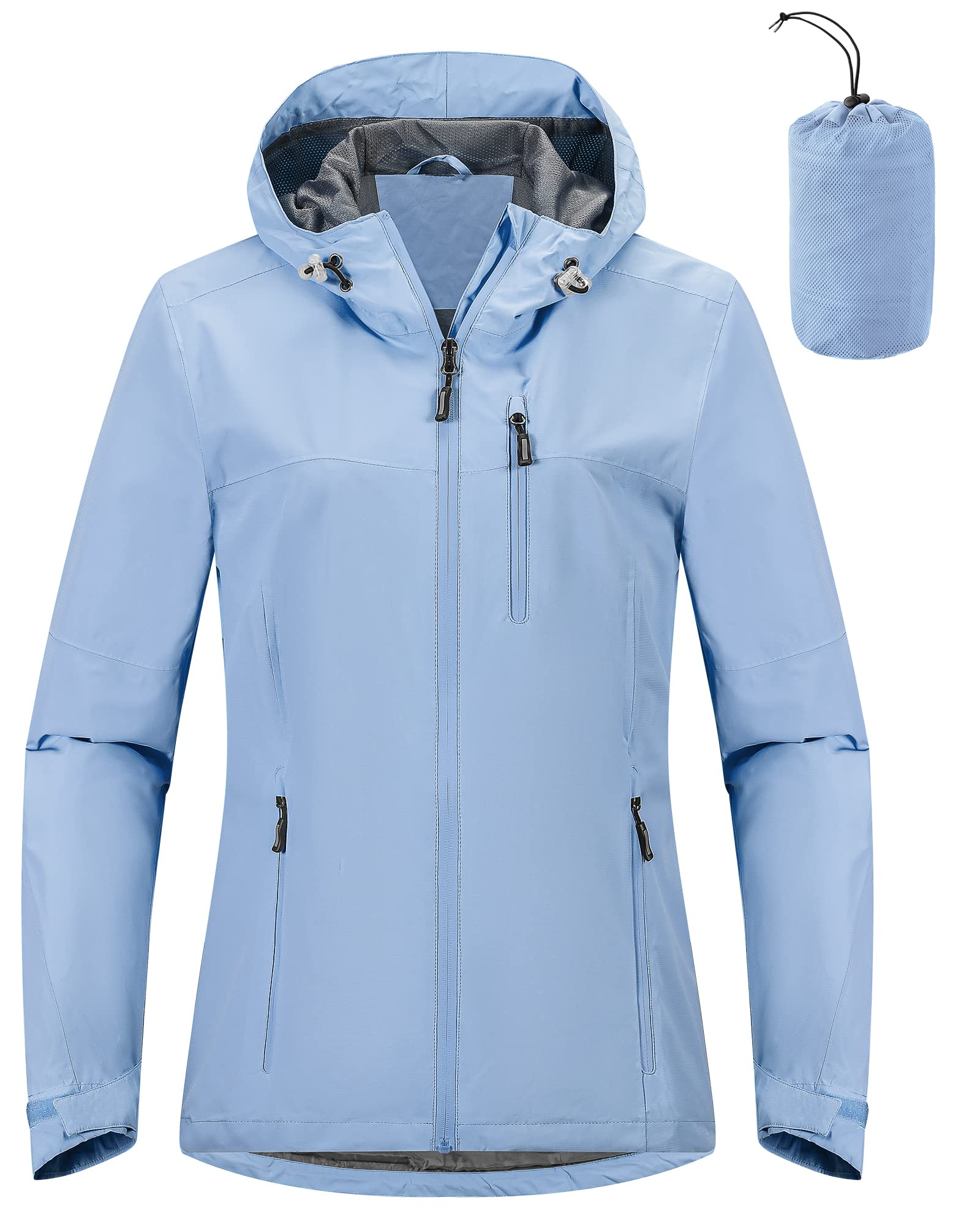 Outdoor Ventures Packable Rain Jacket Women Waterproof Raincoat with Hood