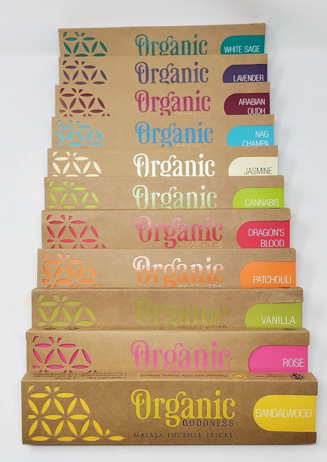 Lavender, Cannabis, Dragon's Blood, Vanilla Organic Goodness Incense Sticks with JRose Incense Holder (J02)