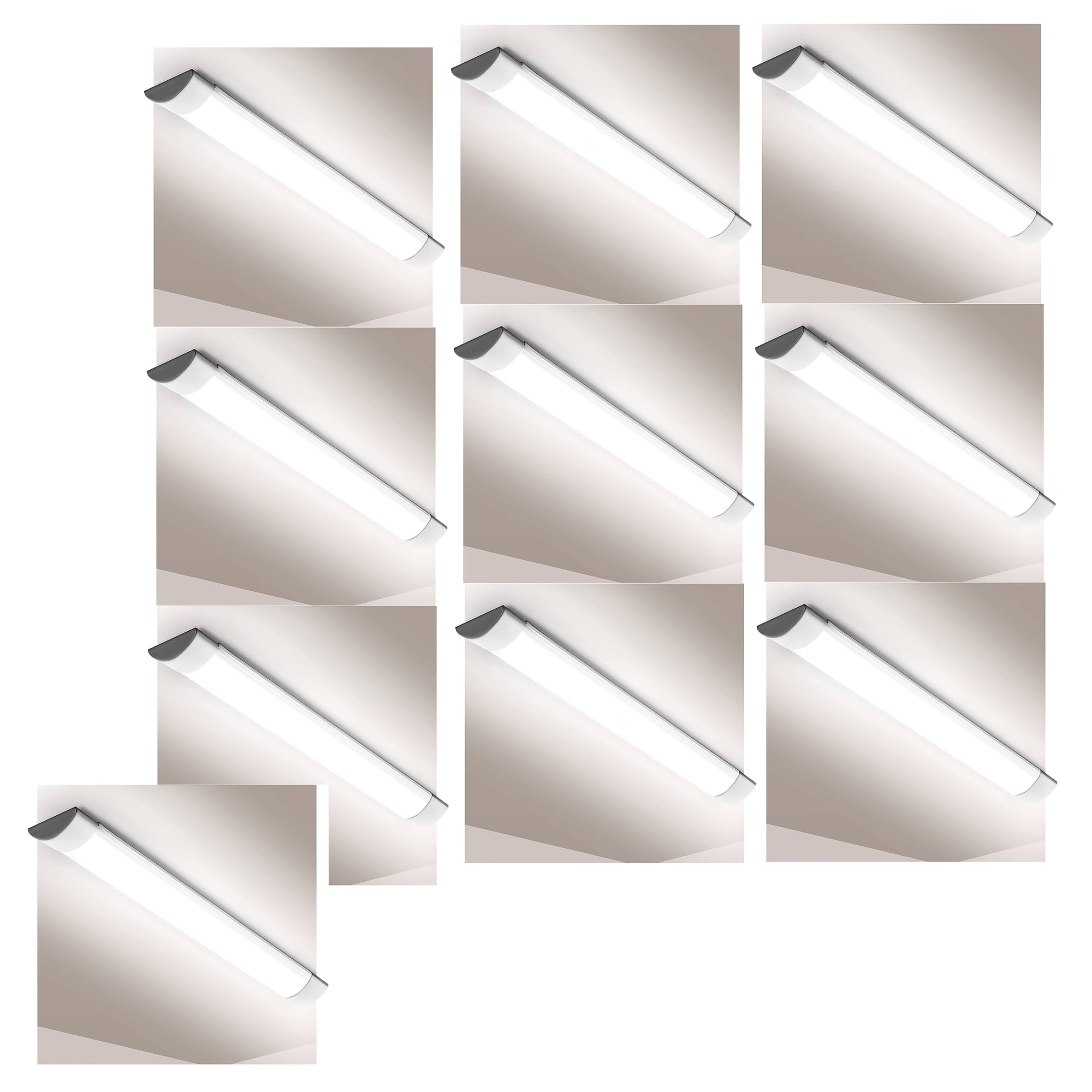BrightexPack of 10 LED Batten Lights 6FT 72W 7200 Lumens – Twin Non-Flickering 1800mm Linear Tube Ceiling Light for Garage, Office, Warehouse, Shop – Daylight 4000K – 2 Year Warranty