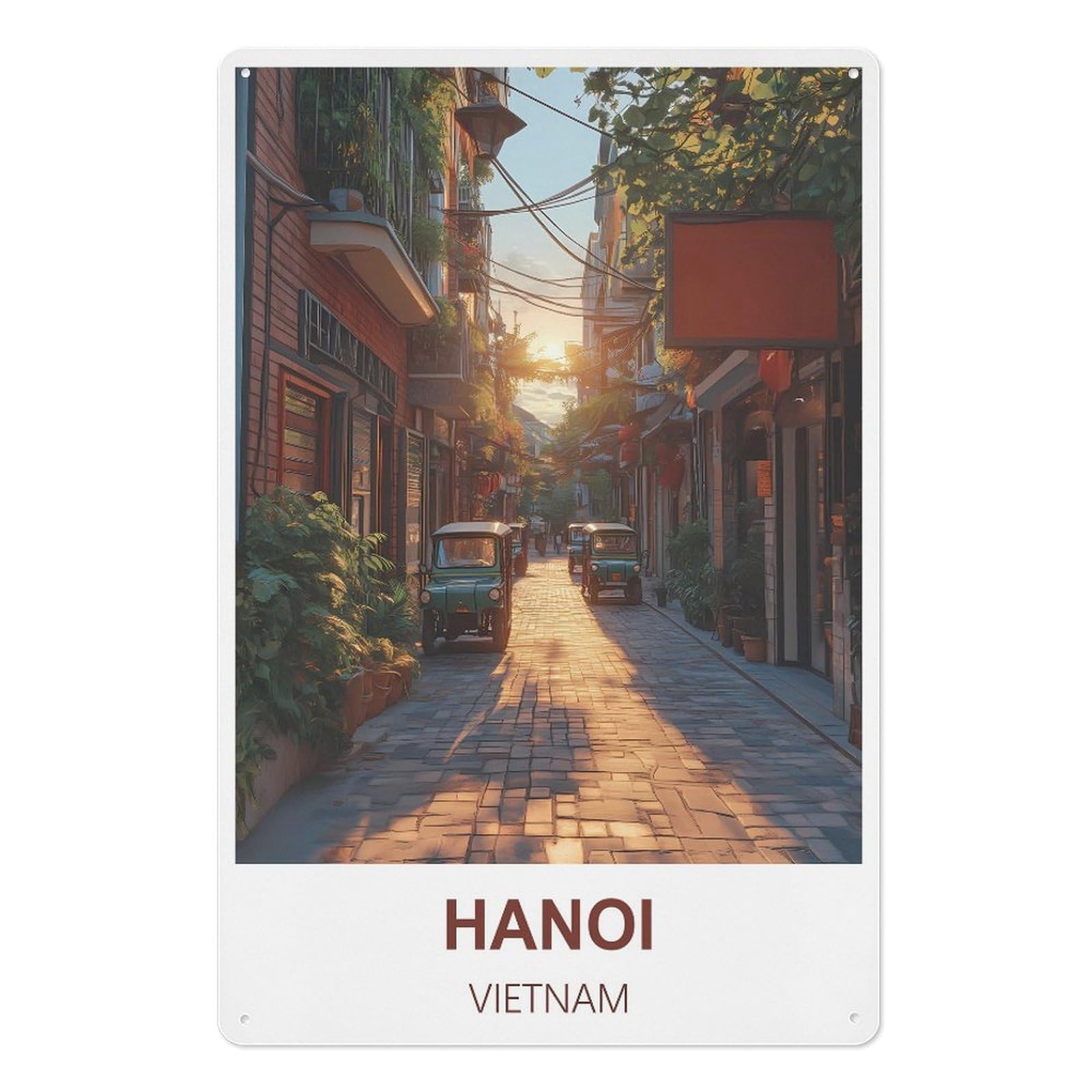 Hanoi Vietnam Retro Design Tin Paintings Vintage Tin Sign 08x12inch(20x30cm) Wall Art for Home Office Bedroom Living Room Cafes Wall Decor