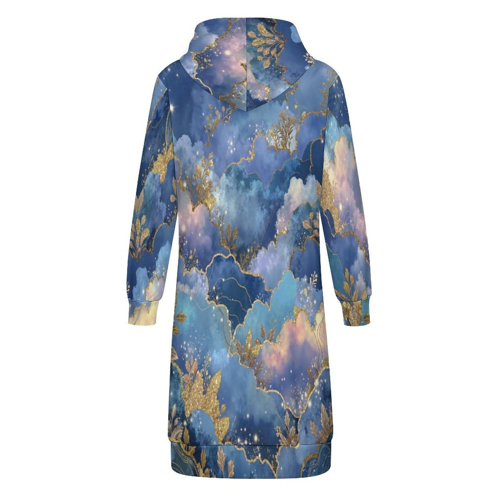 Felpa Donna con Zip Felpe Sportiva con Tasche E Cappuccio Cielo Stellato Design delle Nuvole Morbida Invernale Giacca Regolabile Blu Confortevole per Uso Quotidiano Casual