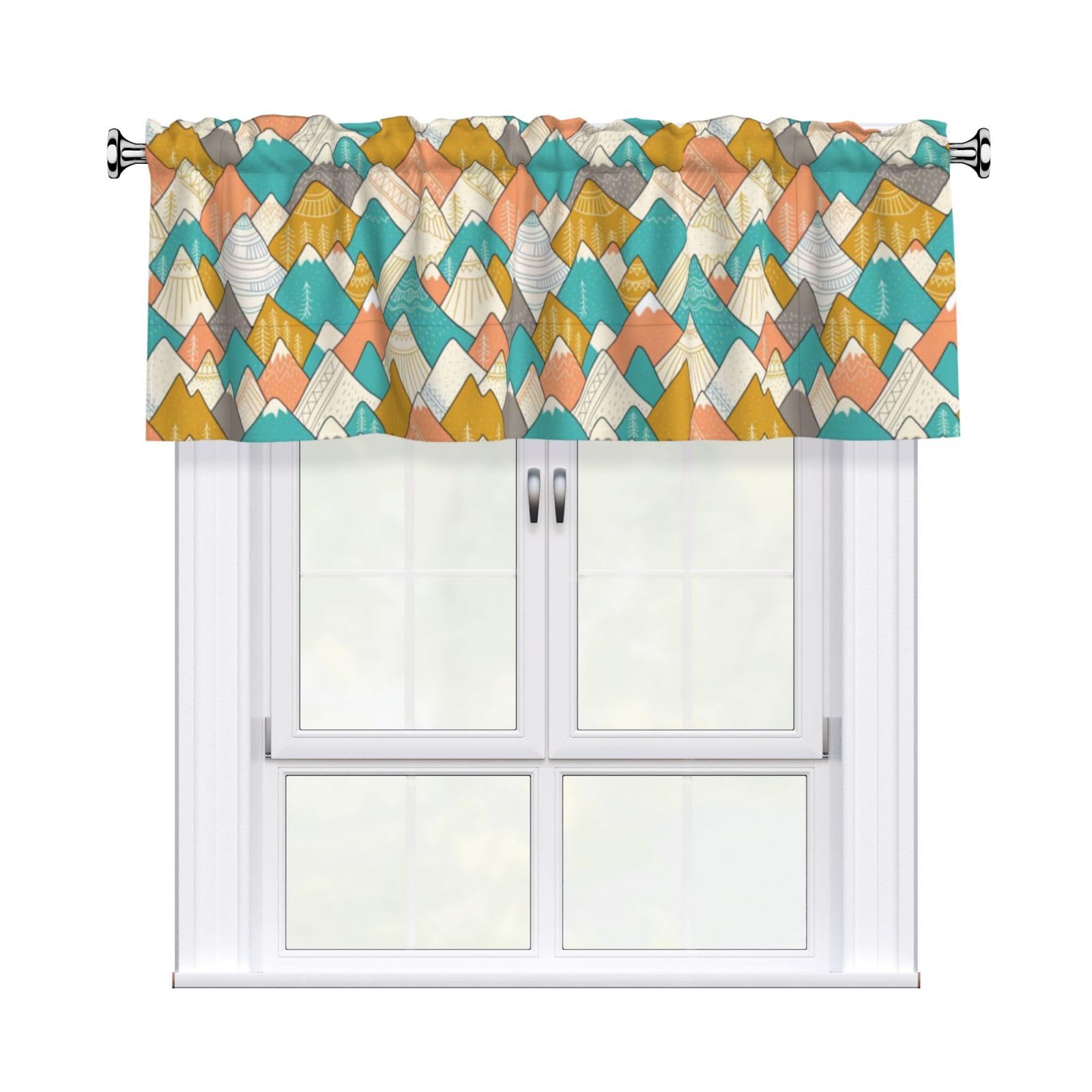 YYHHAOFA Mountains Prints Durable Kitchen Window Layer – 54x18 Inch 100% Polyester Valance with Precision Construction