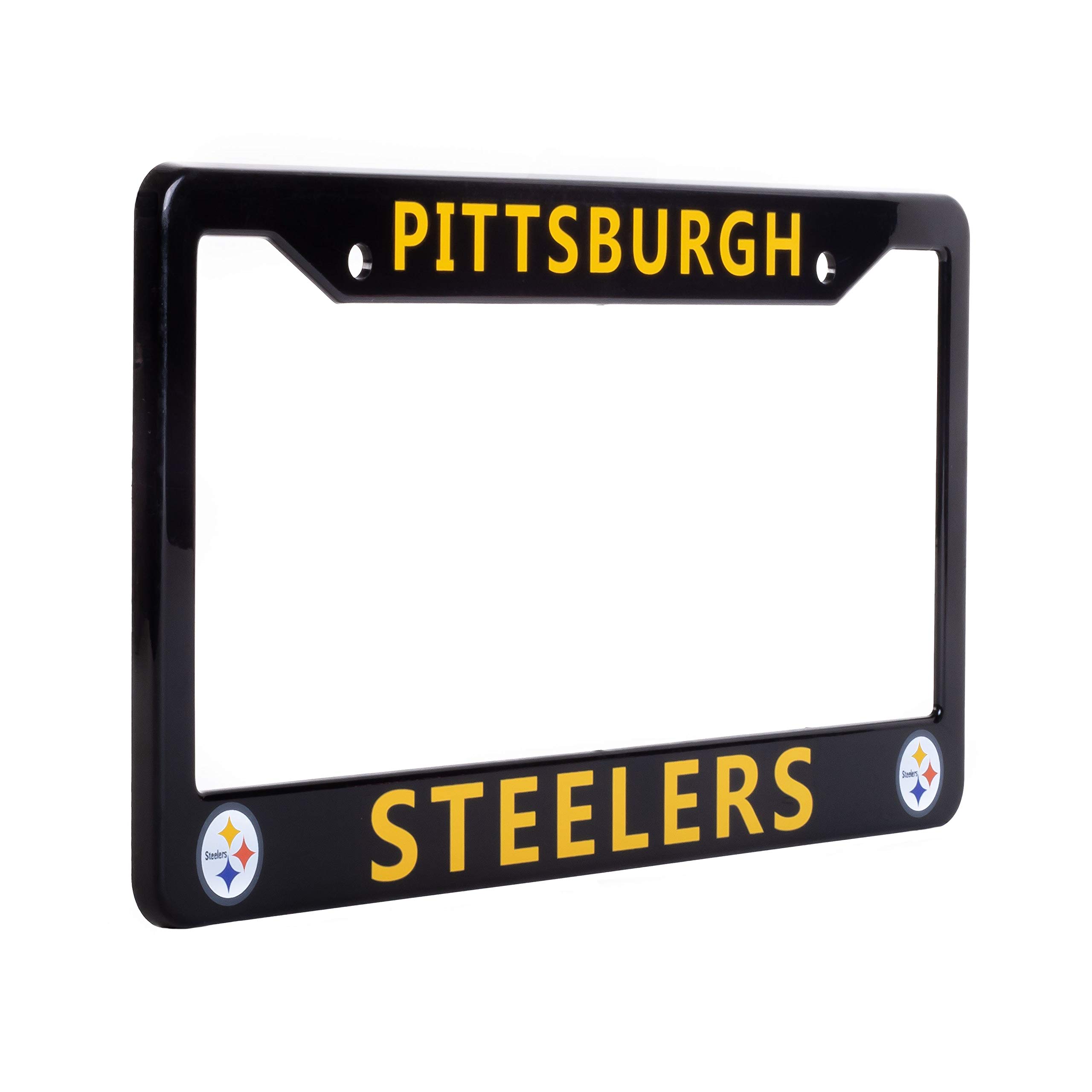 EliteAuto3K License Plate Frame Cover for Pittsburgh Steelers Fans – Black – 12.25” x 6.25” - Ideal Gift for Sports Fans & Supporters – Slim Design