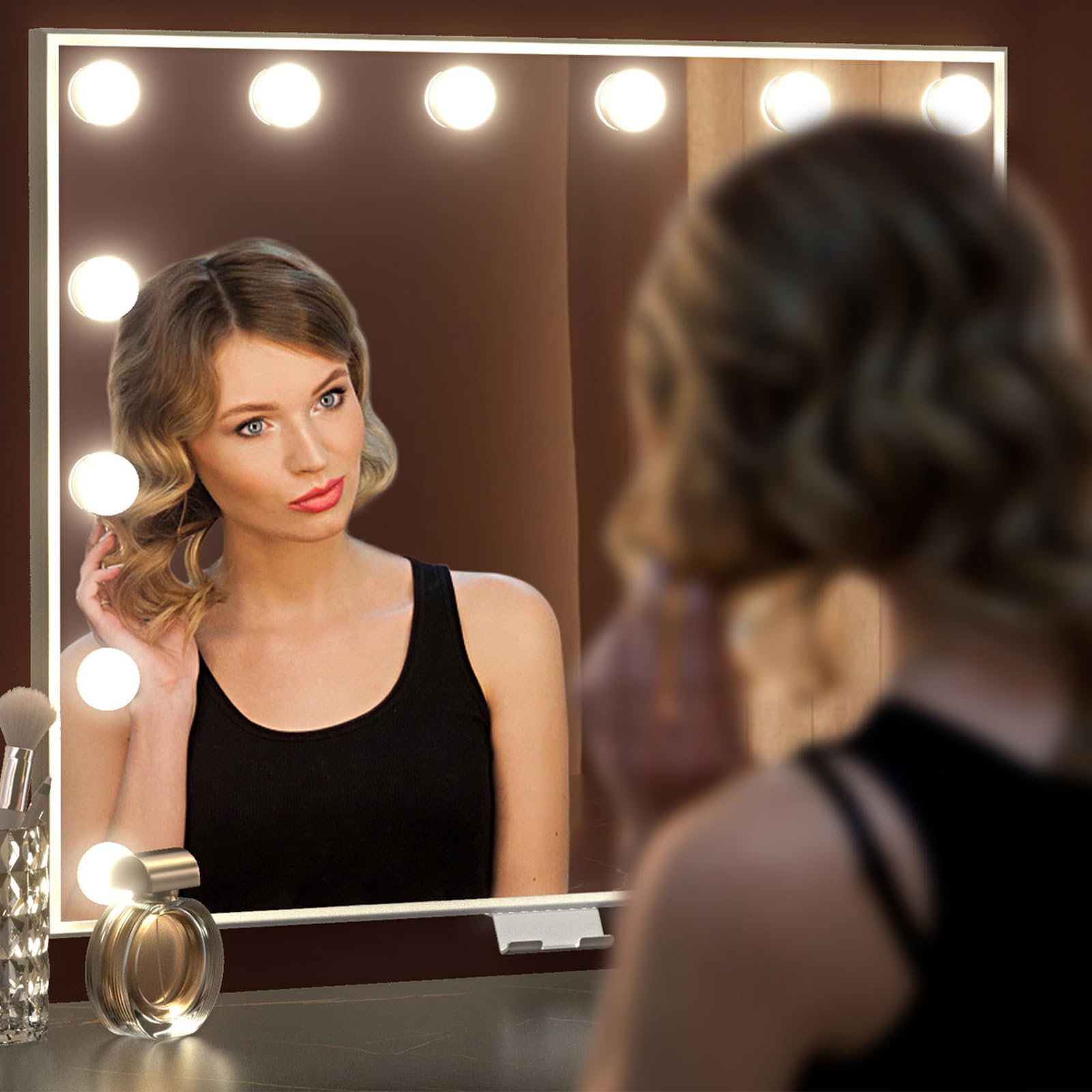 Luz de Maquillaje Led con 12 Bombillas Regulables, 3 Modos de Color, Luces de Vanidad para Tocador