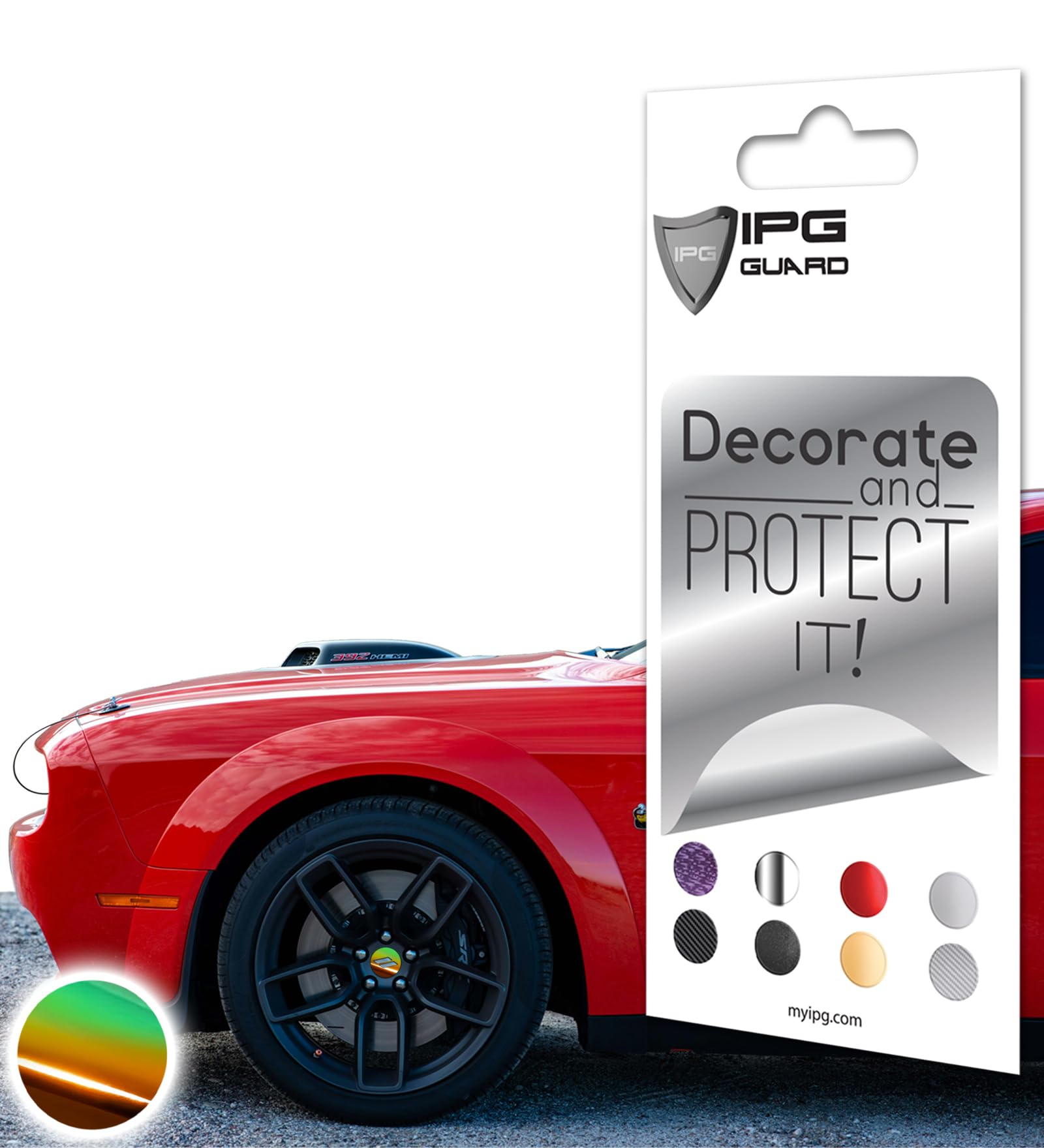 IPG Compatible for Dodge Charger Challenger Durango Wheel Center Cap Decal Sticker Wrap Kit Personalize Your Vehicle (Outer Logo, Mirror Green Gold)