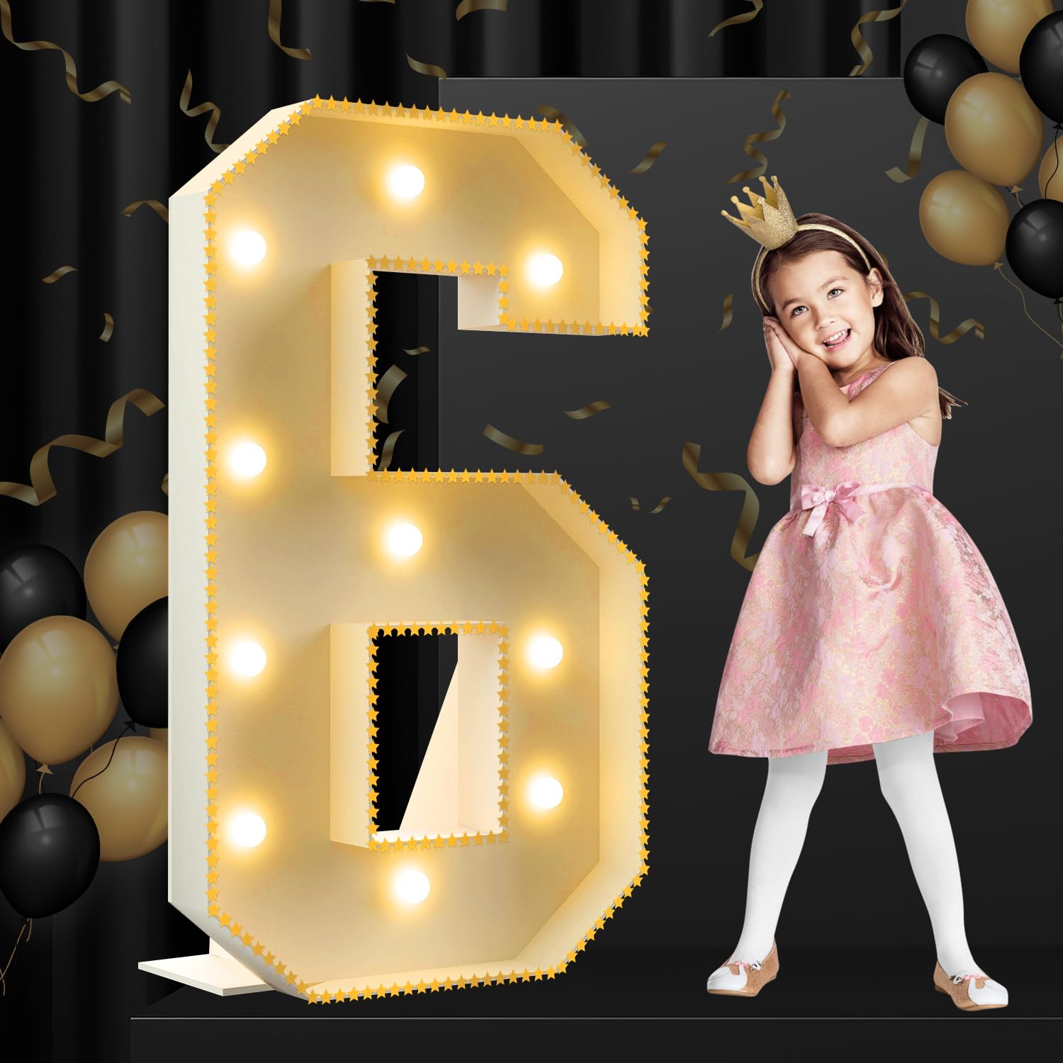 wbhh 4FT Marquee Numbers,Marquee Light up Numbers 0-9 Mosaic Numbers Giant Marquee Number Pre-Cut Baby Shower Marquee Letters Kit for Birthday Decorations, Anniversary Party Decor, Balloon Arch Kit