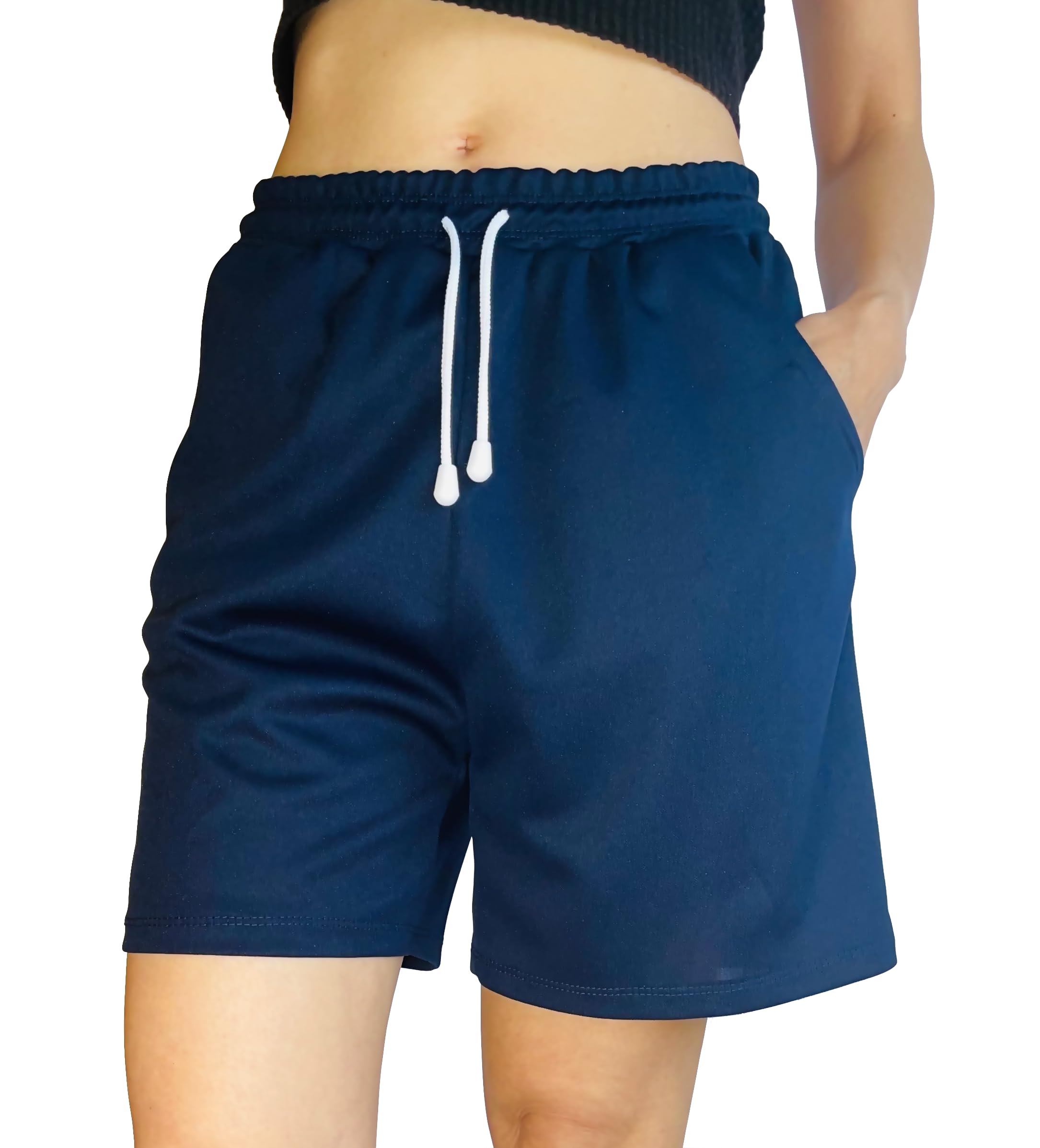 C K CrisKat Pantalones Cortos Mujer Verano Deportivo Cintura Alta Elástica Cordón Shorts Holgados de Pierna Ancha Verano