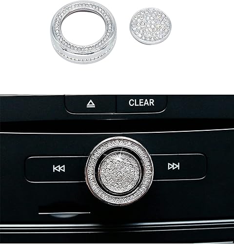 CONGCONG Bling - Pomos de audio de cristal brillante con diamantes de imitación para tablero de Mercedes Benz