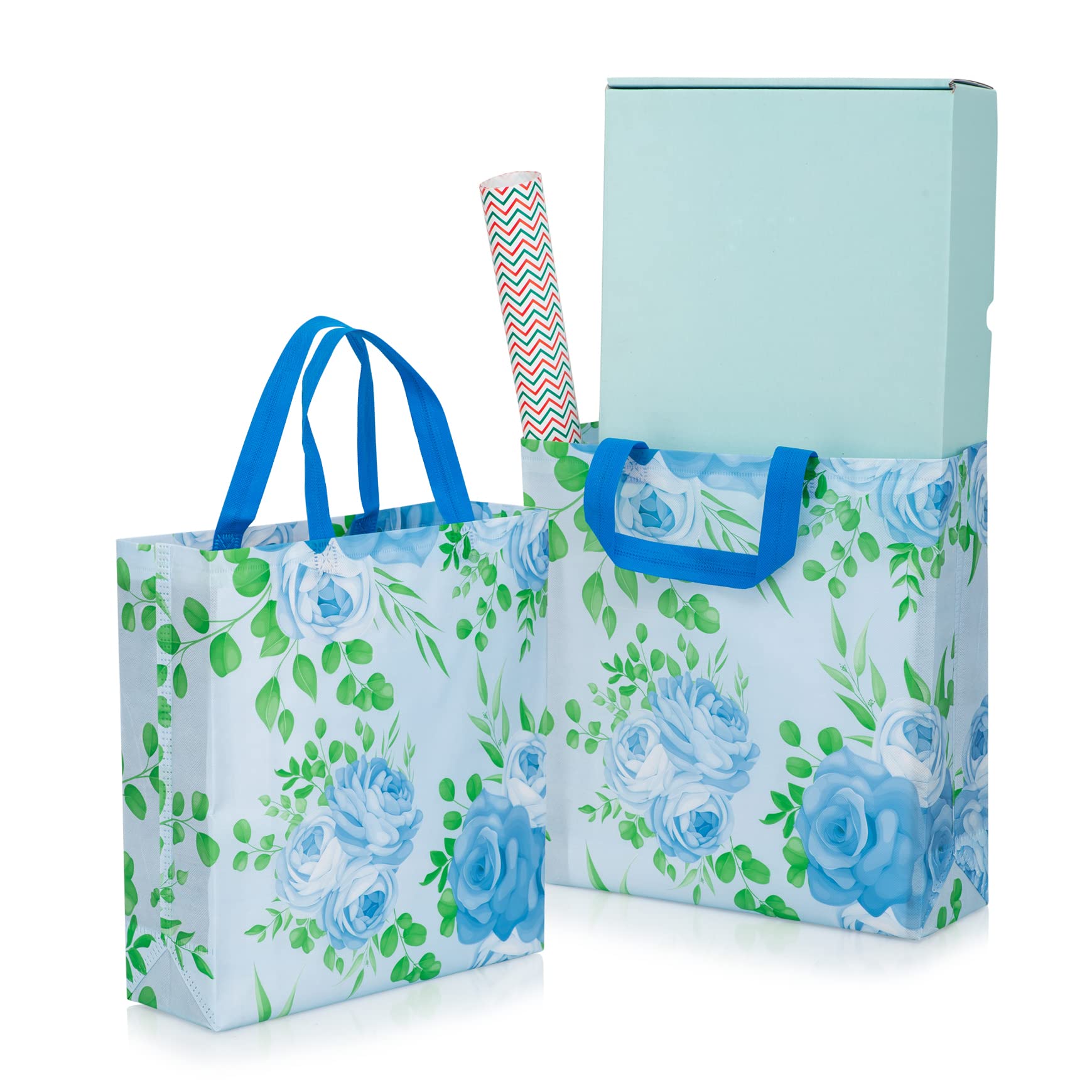 DRAPME Fabric Flower Printed Reusable Non Woven Shopping Gift Bags For Wedding, Birthday, Party, Return Gifts (Medium-12X13X4, Blue, 20), 1 count (B0BGQ61TF1) Amazon Price History, Amazon Price Tracker