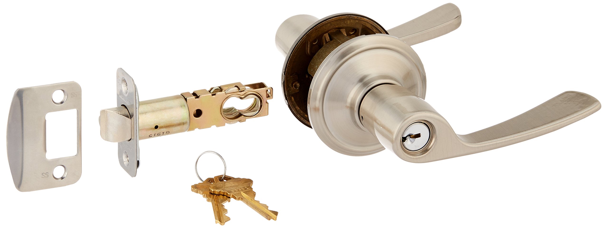 Schlage F51-MER Merano Keyed Entry F51A Panic Proof Door Lever, Satin Nickel