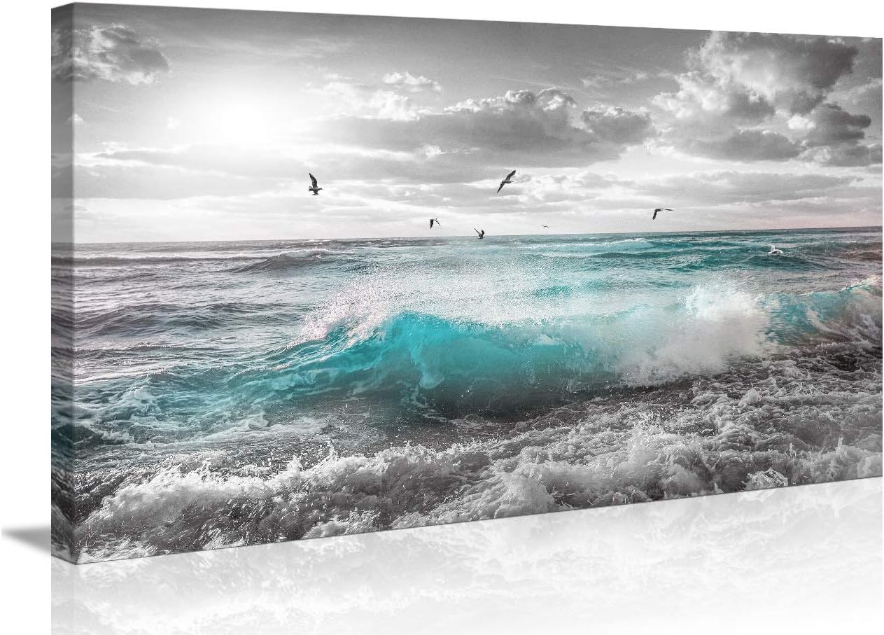 Framed Wall Art Canvas Ocean Decor Beach Theme Bedroom