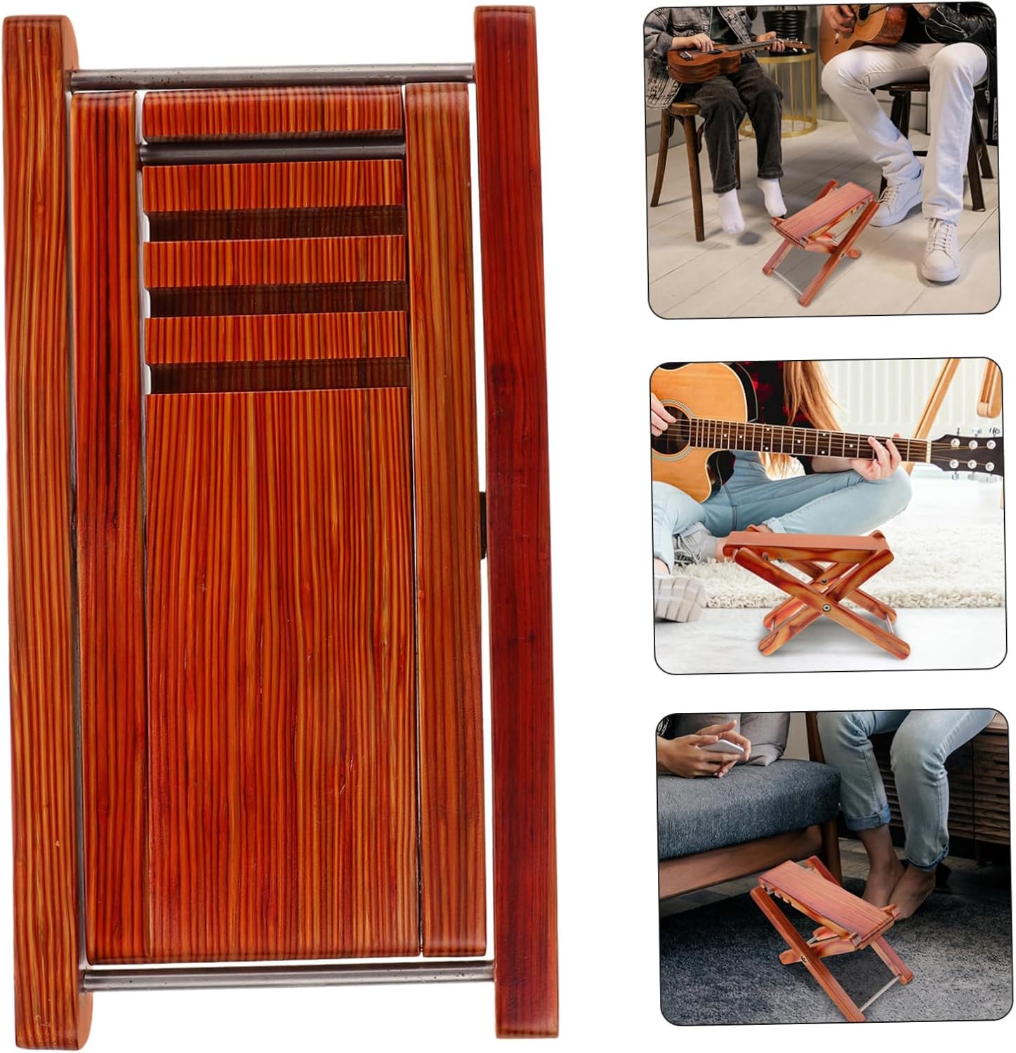 Unomor Adjustable Guitar Footrest Foldable Foot Stool for Classical Acoustic Players Sustainable Solid Wood Non-Slip Musician Stool Portable Ergonomic Design