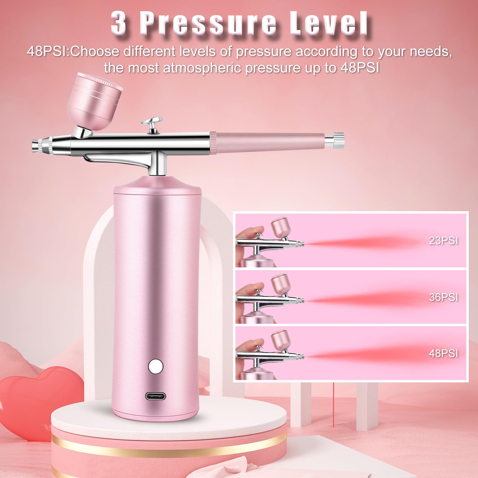 Aerographe Kit Complet, Viafexna Compresseur Aérographe Haute Pression, Injecteur D'Oxygène, pour L'Hydratation de la Peau, L'Art des Ongles, Tatouage, Peinture, Maquillage, Gâteau, Coupe de Cheveux