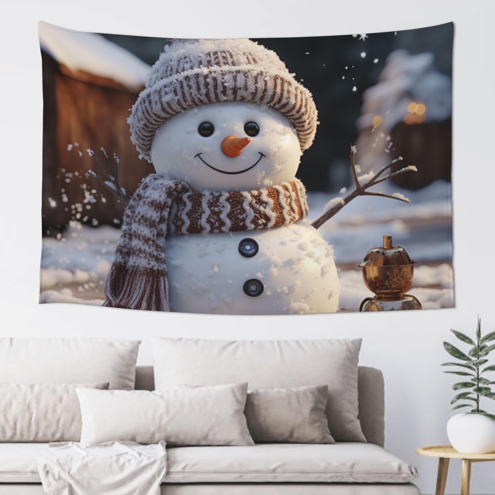 MXZERFKGLA Tapestry Wide Wall Hanging Tapestries Lightweight Art Wall Blanket Snowman Tapestry Vintage Mural Home Decor Aesthetic Tapestries for Bedroom Dorm Living Room 60x40 Inch