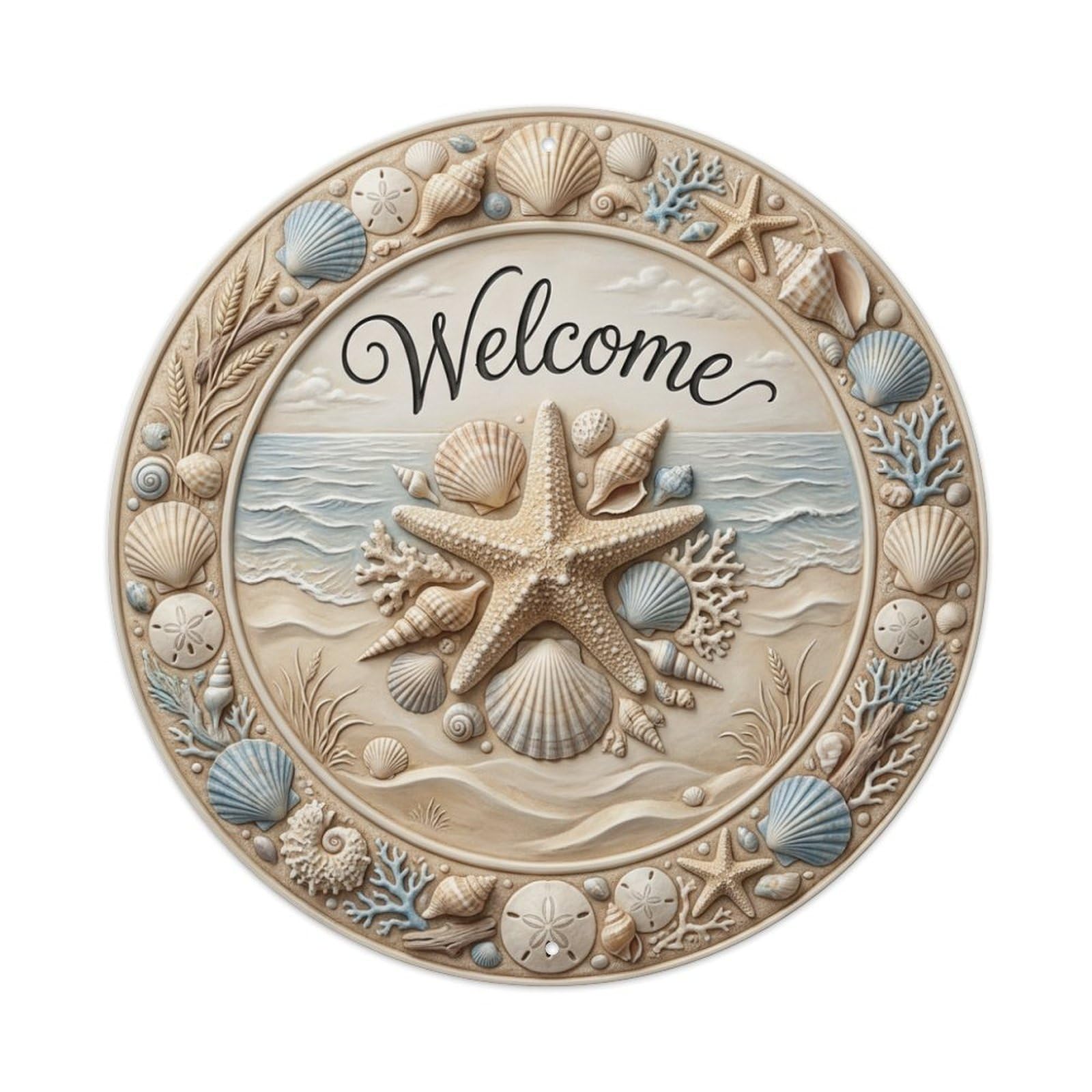 Tgrcjimh Style Metal Tin Sign Starfish Shell Welcome Beach Treasures