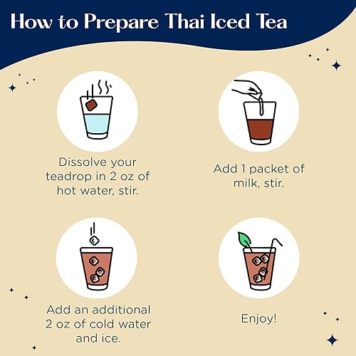 Miniatura 5 de Tea Drops Thai Ice Tea  Auténtica mezcla de té helado tailandés instantáneo  té helado negro con sabor instantáneo + paquete de leche condensada