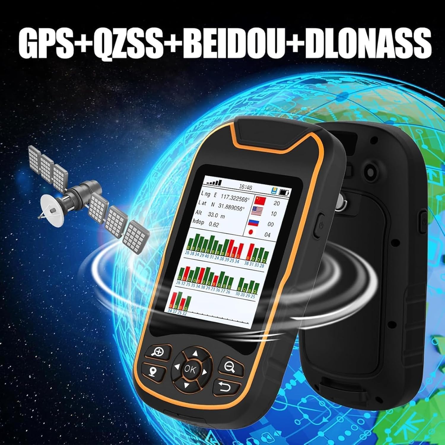 Localizador GPS de mano, medidor de tierra portátil, pantalla de 3.2 pulgadas, 9 modos, impermeable para topografía de tierra y viajes al aire libre