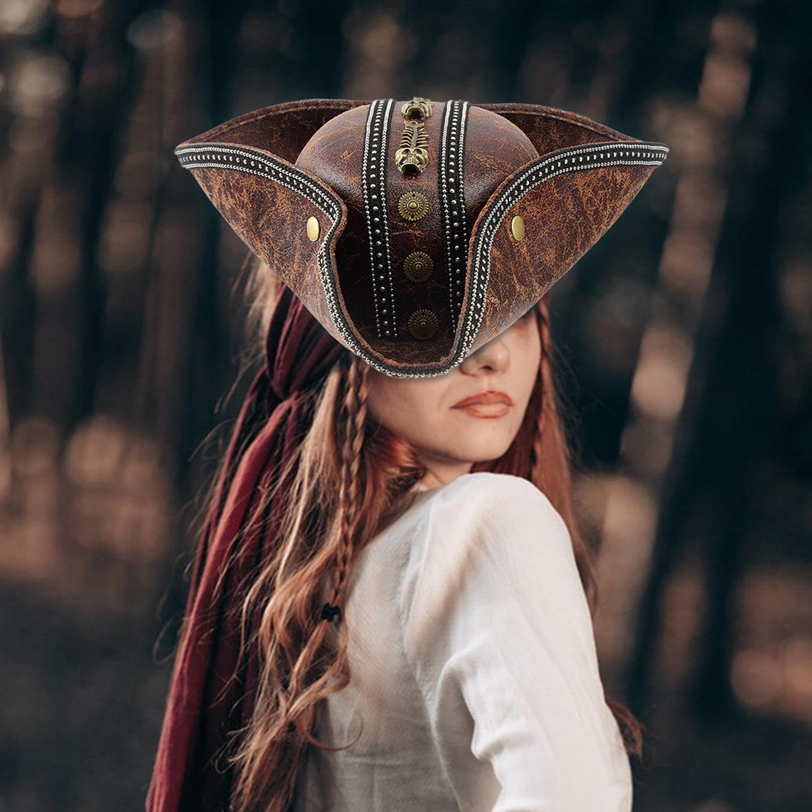 Cappello da pirata a per uomo e donna, accessori per costumi di Halloween e feste in maschera