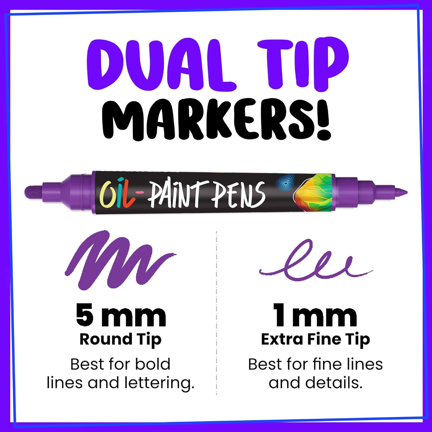 Chalkola 20 Oil Paint Pens — Dual Tip Oil-Based Paint Markers for Metal, Fabric,