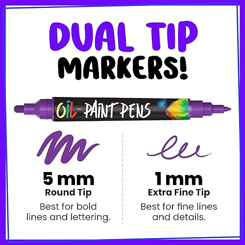 Miniatura 2 de Chalkola 20 rotuladores de pintura al óleo, marcadores de pintura a base de aceite para metal, tela, cerámica, vidrio, rocas, marcadores