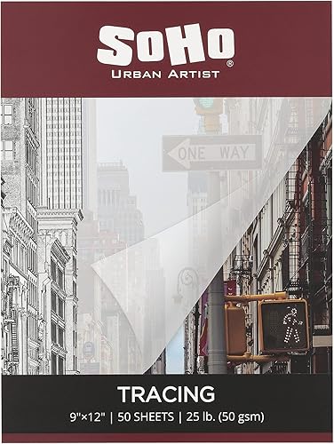 SoHo Urban Artist Vellum - Bloques de papel de calco, papel vitela translúcido para dibujar, trazar, diferentes tipos de medios y más, Individual, 9