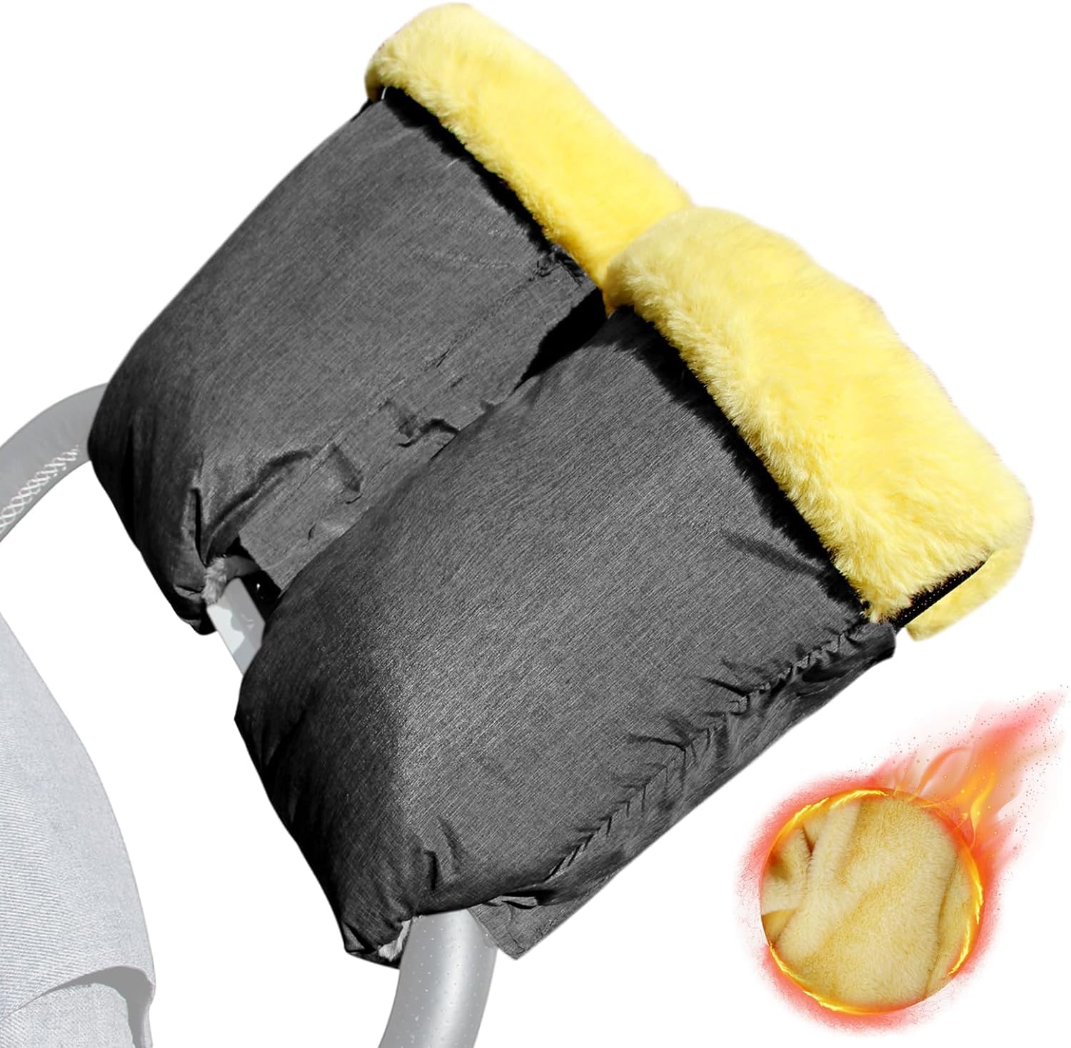 Stroller Hand Muff Pram Hand Warmer for Winter Windproof Cold Weather Hand Gloves Zip Universal Size Anti-Freeze Extra Thick Warm Baby Stroller Gloves